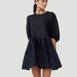 Lanhtropy ALCALA LINEN DRESS - BLACK One Size
